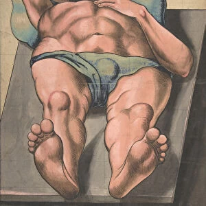 Male Nude Lying on a Table, 1567 (?). Creator: Monogrammist AW