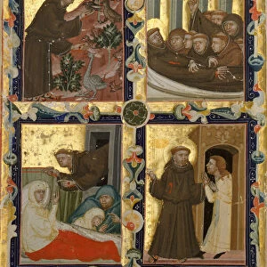 Manuscript Leaf with Scenes from the Life of Saint Francis of Assisi, Italian, ca