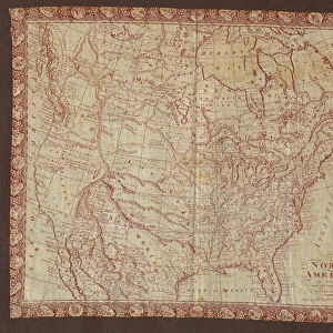 Map of North America (Handkerchief), Glasgow, 1811. Creator: Unknown
