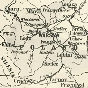 Map of Poland Showing Russian Territory Occupied by Germany in August, 1915, 1916
