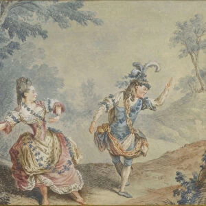 Marie Allard and Jean Dauberval in the opera-ballet Silvie. Artist: Carmontelle, Louis (1717-1806)