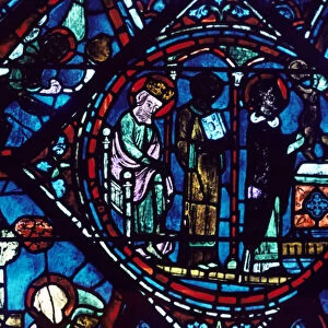 Mass of St Giles, stained glass, Chartres Cathedral, France, 1194-1260