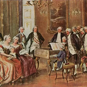 Mozart performs for Empress Maria Theresia, 1 October 1762, (1936). Creator: Unknown