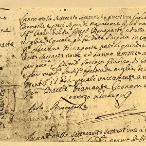 Napoleons birth certificate, 19 July 1782, (1921). Creator: Unknown