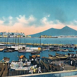 Napoli - Mergellina Con Vesuvio, (Mergellina With Vesuvius), c1900. Creator: Unknown