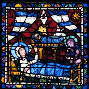 The Nativity, stained glass, Chartres Cathedral, France, 1194-1260