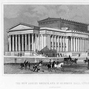 The New Assize Courts, and St Georges Hall, Liverpool, Lancashire, 19th century. Artist: Thomas Tallis