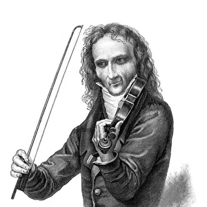 Nicolo Paganini, 19th century Italian violinist, violist, guitarist and composer, (1900)