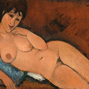 Nude on a Blue Cushion, 1917. Creator: Amadeo Modigliani