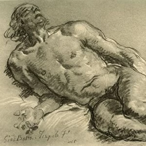 Nude lying down, the upper half of the body partly raised, 1752, (1928). Artist