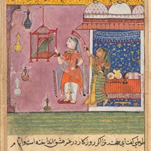 Page from Tales of a Parrot (Tuti-nama): Nineteenth night: The parrot addresses