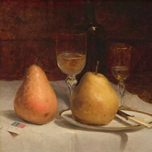 Two Pears on a Tabletop, c. 1866. Creator: Sanford Robinson Gifford