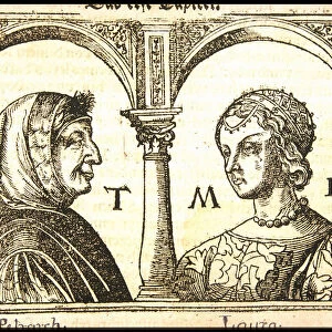 Petrarch and Laura, ca 1545. Creator: Burgkmair, Hans, the Elder (1473-1531)