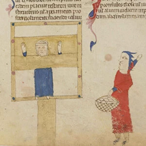 The pillory. From the Coutumes de Toulouse, 1295-1297. Creator: Anonymous