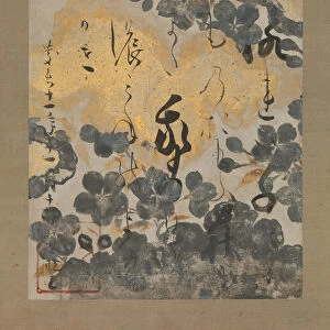 Poem by Kamo no Chomei with Underpainting of Cherry Blossoms, dated 1606. Creator: Unknown
