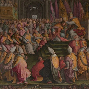 Pope Clement VII crowned Charles V in Bologna, 1556-1562. Artist: Vasari, Giorgio (1511-1574)