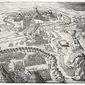 The Position and Camp of the Armies of Charles V and Soliman II, 1532. Creator: Agostino Musi