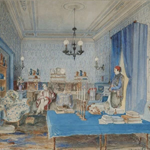 Prince Pavel Petrovich Vyazemsky in his study in Constantinople, 1850. Artist: Preziosi, Amedeo (1816-1882)