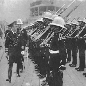 The Prince of Wales inspecting marines at Portsmouth, Hampshire, 1921 (1936)