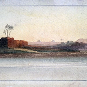 Pyramids from the Nile, Cairo, Egypt, 19th century. Artist: GS Cautley