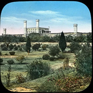Railway station, from the Queens Garden, Delhi, India, late 19th or early 20th century