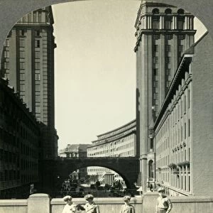 From Regeringsgatan down on Kungsgatan and its two Skyscrapers, Stockholm, Sweden, c1930s