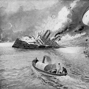 Rescuing survivors from sinking Russian vessel, Russo-Japanese War, 1904