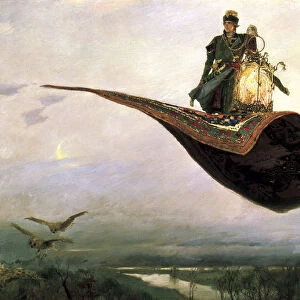 Riding a Flying Carpet, 1880. Artist: Viktor Mihajlovic Vasnecov