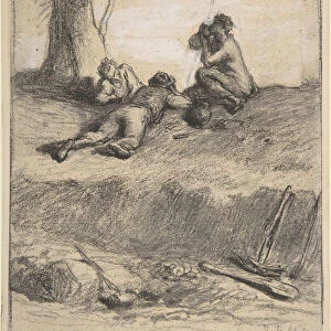 Roadworkers at Lunch, ca. 1850-52. Creator: Jean Francois Millet
