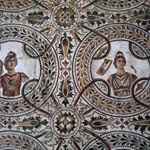 Detail of a Roman floor mosaic of the nine Muses, 3rd century