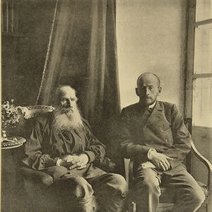 Russian author Leo Tolstoy with his son Leo, Russia, 1899. Artist: Sophia Tolstaya