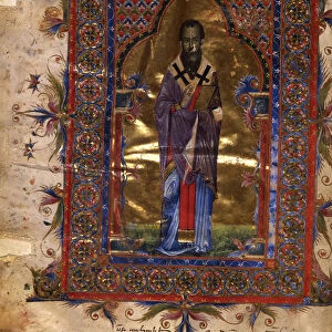 Saint Basil the Great (Manuscript illumination from the Matenadaran Gospel), 1286