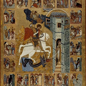 Saint George with Scenes from His Life. Artist: Russian icon