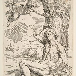 Saint Sebastian pierced with arrows and tied to a tree, ca. 1639