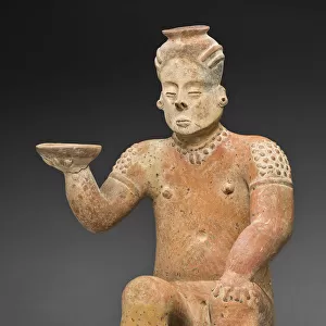 Seated Female Figure Holding a Bowl, A. D. 100 / 800. Creator: Unknown