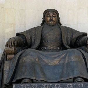 Seated statue of Chingis Khan at the Parliament Building in Ulan Bator, 2005. Artist: Anonymous