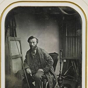 Self-Portrait in Painting Studio, c. 1843. Creator: Camille Dolard (French, 1810-1884)
