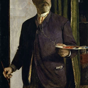 Self-Portrait in the Studio, 1893. Creator: Bocklin, Arnold (1827-1901)