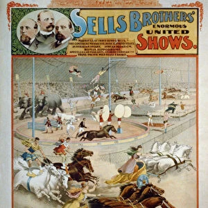 Sells Brothers Enormous Shows, ca 1885. Artist: The Strobridge Lithographing Company