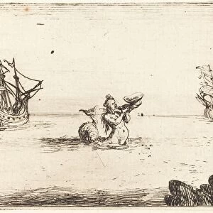 Siren between Two Ships, 1628. Creator: Jacques Callot