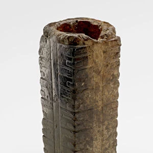 Six-tier tube (cong ?) with masks, Late Neolithic period, ca. 3300-2250 BCE