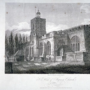 South-east view of the Church of St Dunstan, Stepney, London, 1804
