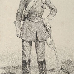 Standing soldier with his hand on the helm of his sword, mid-19th century
