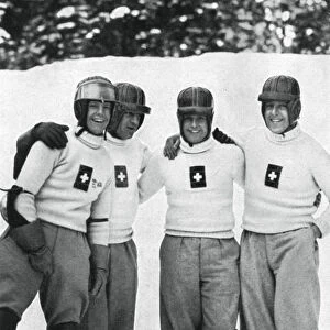 Swiss four man bobsleigh team, Winter Olympic Games, Garmisch-Partenkirchen, Germany, 1936