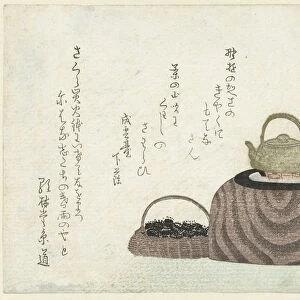Tea kettle on the stove. Artist: Hokuju, Shotei (1763-1824)