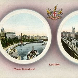 The Thames Embankment and London Bridge, London, 1909. Creator: Unknown