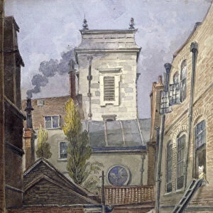 The tower of the Church of St George Botolph Lane, City of London, c1830. Artist