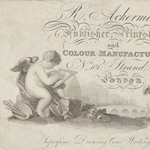 Trade Card for R. Ackermann, Publisher, Printseller, and Color Manufacturer, 19th