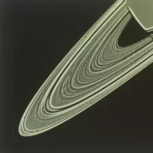 Two-image mosaic of Saturns Rings, seen from Voyager 1 spacecraft, 1980. Creator: NASA