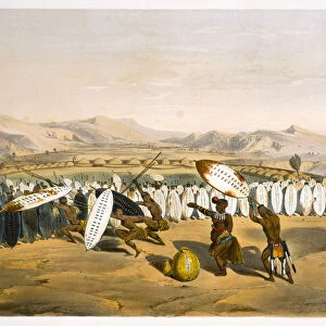 Umpanda Reviewing his Troops at Nonduengi, 1849. Artist: George French Angas